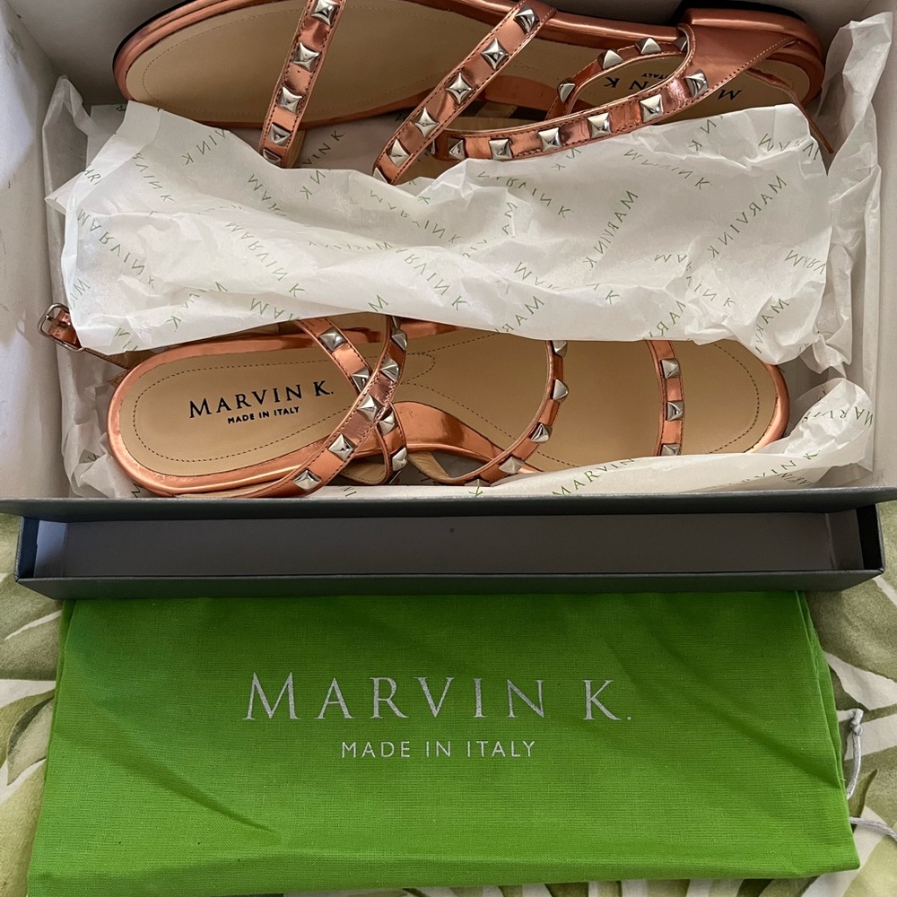 Marvin K - NWT Rose Gold Maggie Adams Studded Women's Sandals - Picture 3 of 5